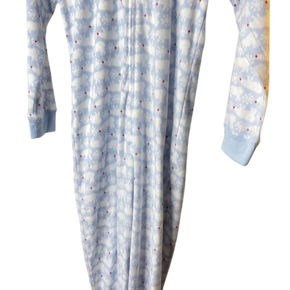 GAP Fleece Full-Zip Hooded Footless Snowflake & Polar Bear Pajamas Girls Sz 10 - Picture 5 of 10
